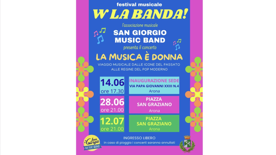 Arona, i concerti estivi della San Giorgio Music Band